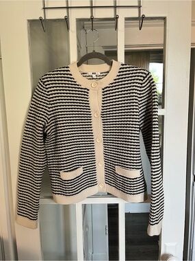 Uniqlo Black & Cream Striped Button-Front Cardigan